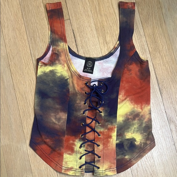 Urban Outfitters Tops - Urban Outfitters Orange yellow Blue Tie-Dye Bustier Tank Top